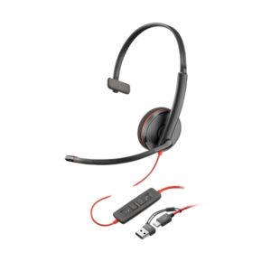 hp poly blackwire 3210 usb c/usb a auricular monoaural con microfono almohadilla acolchada controles en cable