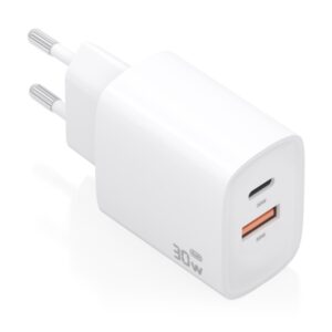 aisens cargador gan 30w usb c pd3.0 tecnologia ai para detectar protocolo y velocidad de carga color blanco