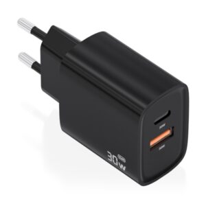 aisens cargador gan 30w usb c pd3.0 tecnologia ai para detectar protocolo y velocidad de carga color negro