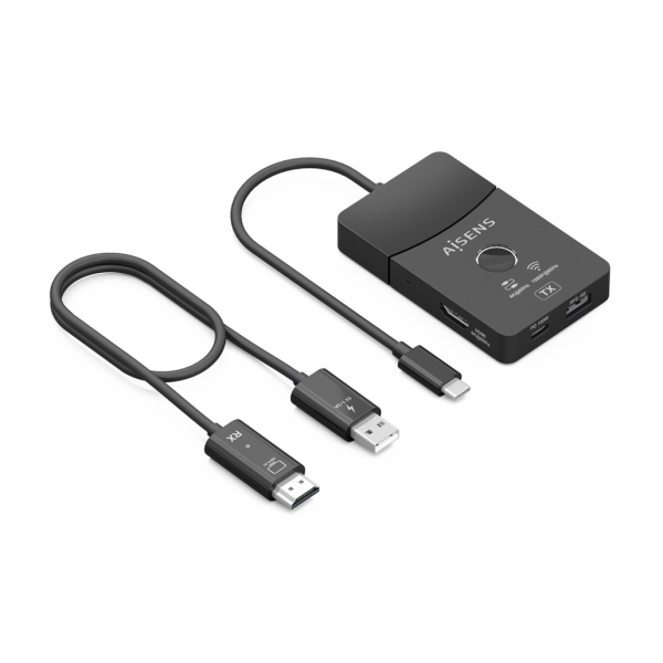 aisens usb c dock usb c a 1xhdmi 1080p@60hz inalambrico 1xhdmi 4k60hz 2xusb c 1xusb c pd 100w 1xusb a 20cm color negro