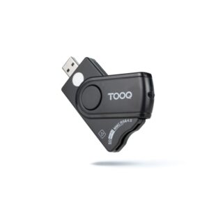 tooq lector de tarjeta inteligente y dni + sim, sd y sf usb a compatible con dni 4.0 y documento de identidad de portugal color negro