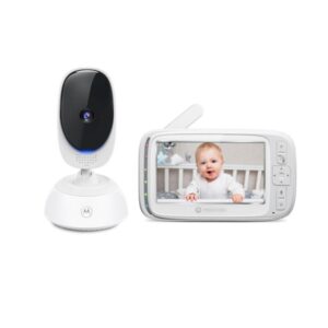 motorola nursery vm75 vigilabebes con camara sonidos de nanas comunicacion bidireccional pantalla 5" sensor de temperatura color blanco