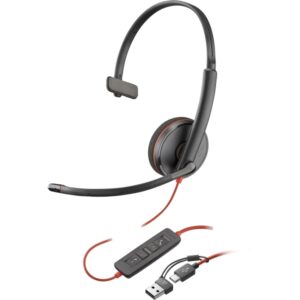 hp poly blackwire 3210 usb c/usb a auricular monoaural con microfono almohadilla acolchada controles en cable