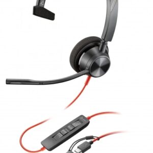 hp poly blackwire 3310 usb c auricular monoaural con microfono almohadilla acolchada controles en cable incluye adaptador a usb a color negro