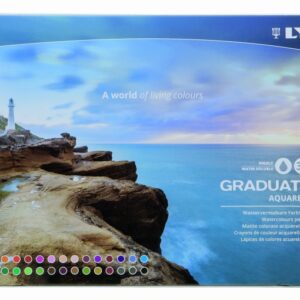 lyra graduate pack de 36 lapices de colores acuarelables con 1 pincel incluido hexagonal estuche de metal colores surtidos