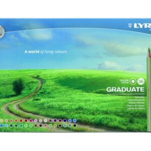lyra graduate pack de 36 lapices de colores hexagonal estuche de metal color negro