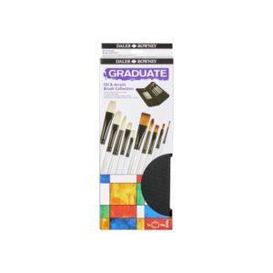 daler rowney graduate pack de 10 pinceles multitecnica pelo de cerda y pelo sintetico mango largo estuche con cremallera