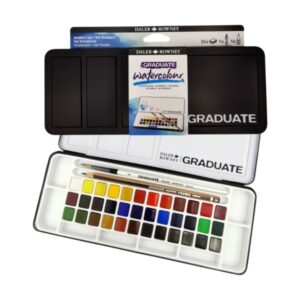 daler rowney graduate pack de 36 acuarelas medio godets incluye pincel y lapiz colores surtidos