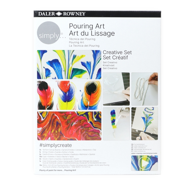 daler rowney simply creative pack de pintura acrilica tecnica de pouring caja de carton colores surtidos