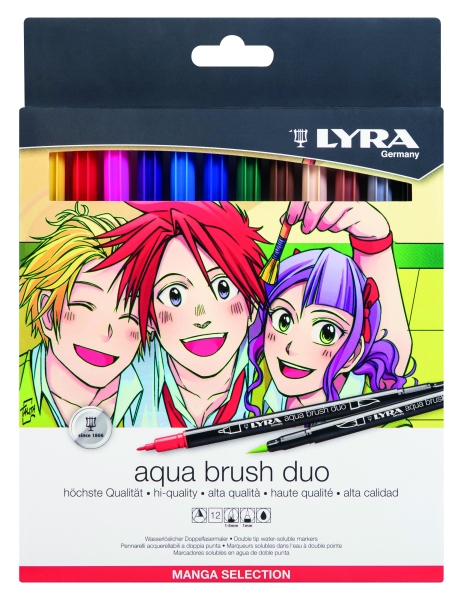 lyra aqua brush duo manga pack de 12 rotuladores de pincel redondo doble punta pincel y punta fina colores surtidos