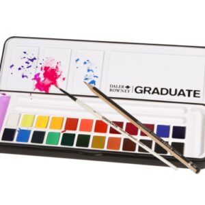 daler rowney graduate pack de 24 acuarelas medio godets incluye pincel y lapiz colores surtidos
