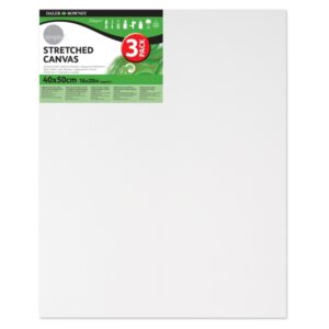 daler rowney simply pack de 3 bastidores entelados 40x50cm imprimacion triple grano medio 100% algodon sin acido 250g color blanco