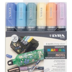 lyra mark all pack de 6 rotuladores permanentes multisuperficie punta redonda 2mm colores pastel