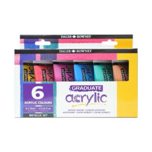 daler rowney graduate pack de 6 pinturas acrilicas set metalico 75ml colores surtidos
