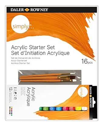 daler rowney simply pack de 16 piezas pinturas acrilicas set de iniciacion colores surtidos