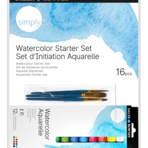 daler rowney simply pack de 16 piezas acuarelas set de iniciacion colores surtidos