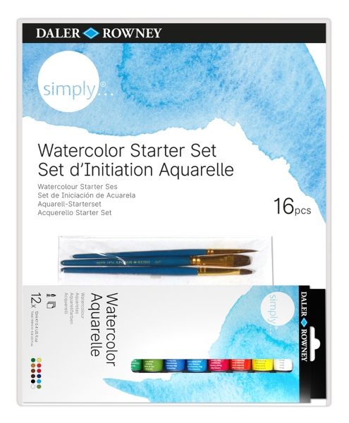 daler rowney simply pack de 16 piezas acuarelas set de iniciacion colores surtidos