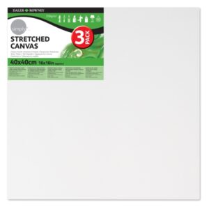 daler rowney simply pack de 3 bastidores entelados 40x40cm imprimacion triple grano medio 100% algodon sin acido 250g color blanco