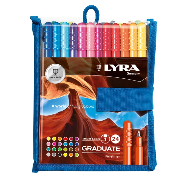 lyra graduate pack de 24 fineliners rotulador de punta sintetica punta fina colores surtidos