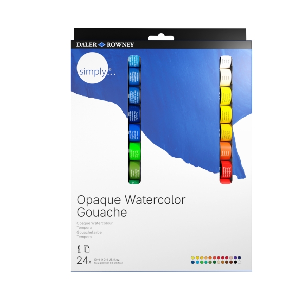 daler rowney simply pack de 24 tubos de temperas gouache 18ml colores surtidos