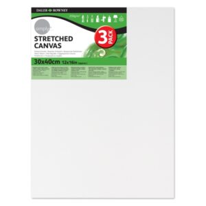 daler rowney simply pack de 3 bastidores entelados 30x40cm imprimacion triple grano medio 100% algodon sin acido 250g color blanco