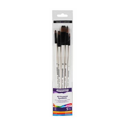 daler rowney graduate pack de 5 pinceles multitecnica pelo sintetico mango largo