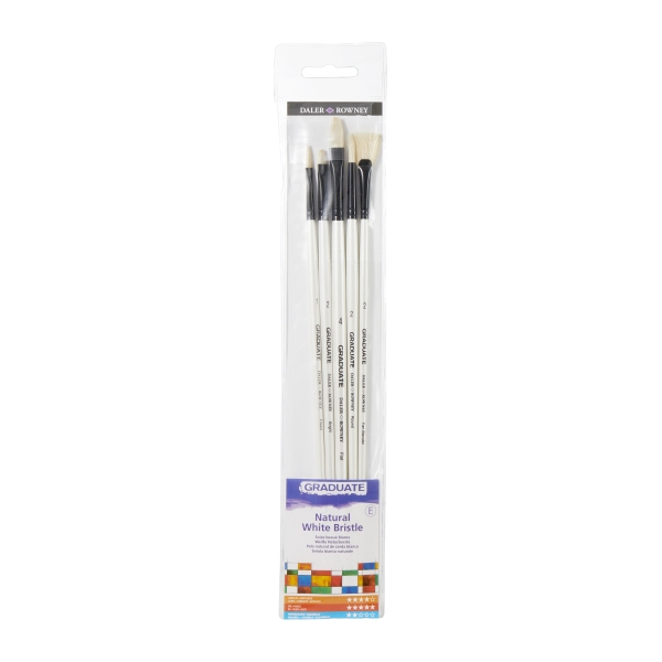 daler rowney graduate pack de 5 pinceles para oleo pelo de cerda natural mango largo