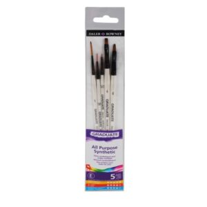daler rowney graduate pack de 5 pinceles multitecnica pelo sintetico mango corto