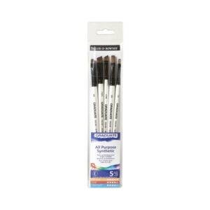 daler rowney graduate pack de 5 pinceles multitecnica pelo sintetico mango corto