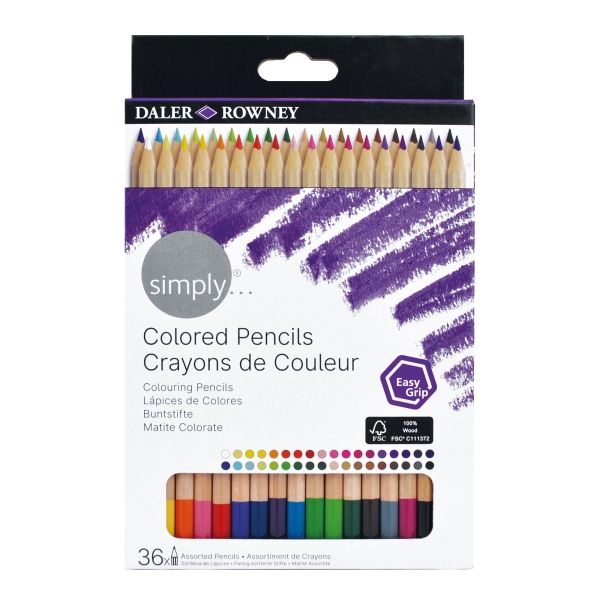 daler rowney simply pack de 36 lapices colores colores surtidos