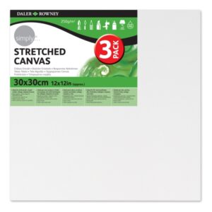 daler rowney simply pack de 3 bastidores entelados 30x30cm imprimacion triple grano medio 100% algodon sin acido 250g color blanco