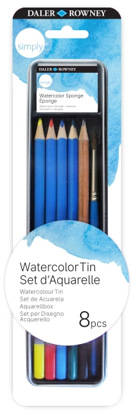 daler rowney simply pack de 8 piezas lapices acuarelables estuche metalico colores surtidos