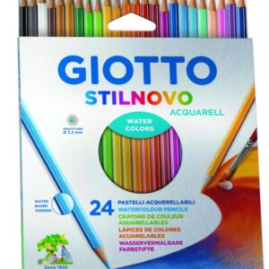 giotto stilnovo acqarell pack de 24 lapices de colores acuarelables forma hexagonal mina 3.3mm colores surtidos