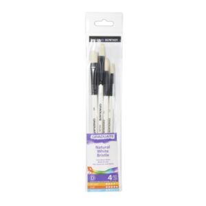 daler rowney graduate pack de 4 pinceles para oleo pelo de cerda natural mango corto