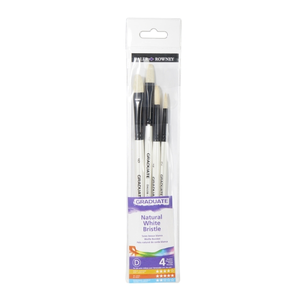 daler rowney graduate pack de 4 pinceles para oleo pelo de cerda natural mango corto