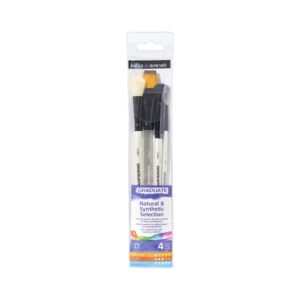 daler rowney graduate pack de 4 pinceles para acuarelas pelo sintetico y de cabra mango corto