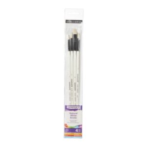 daler rowney graduate pack de 4 pinceles para oleo pelo de cerda natural mango largo