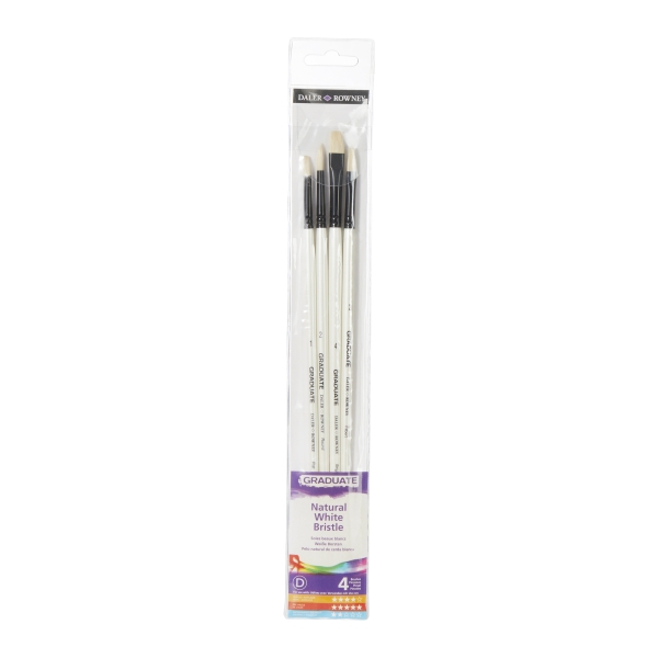 daler rowney graduate pack de 4 pinceles para oleo pelo de cerda natural mango largo