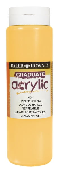 daler rowney graduate pintura acrilica botella de plastico 500ml color amarillo de napoles