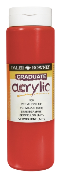 daler rowney graduate pintura acrilica botella de plastico 500ml color bermellon