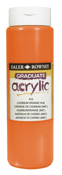 daler rowney graduate pintura acrilica botella de plastico 500ml color naranja de cadmio