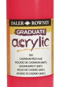 daler rowney graduate pintura acrilica botella de plastico 500ml color rojo de cadmio