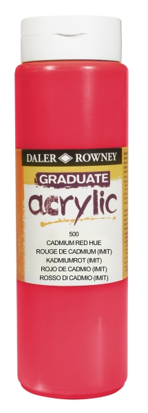 daler rowney graduate pintura acrilica botella de plastico 500ml color rojo de cadmio