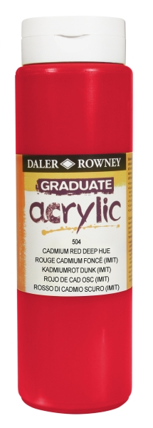 daler rowney graduate pintura acrilica botella de plastico 500ml color rojo de cadmio profundo