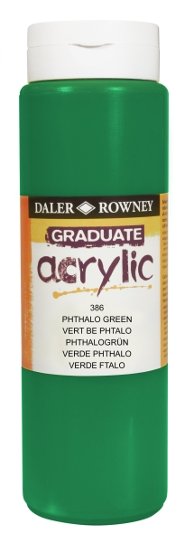 daler rowney graduate pintura acrilica botella de plastico 500ml color verde ftalo