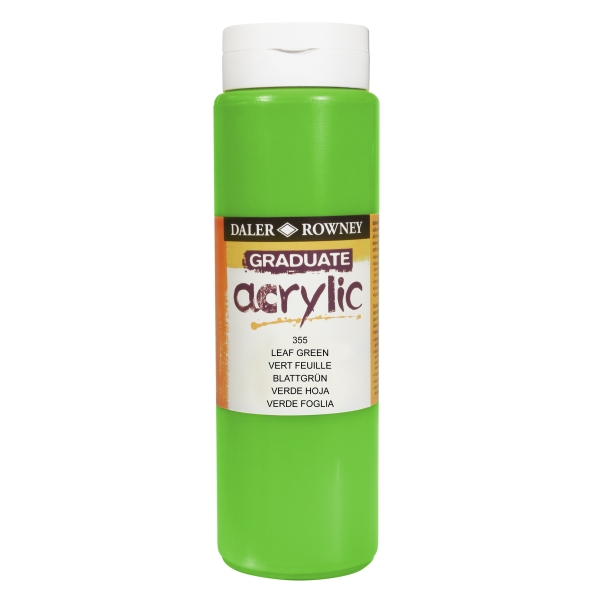 daler rowney graduate pintura acrilica botella de plastico 500ml color verde hoja