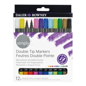 daler rowney simply pack de 12 rotuladores doble punta colores surtidos