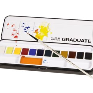 daler rowney graduate pack de 12 acuarelas medio godets incluye 1 pincel colores surtidos