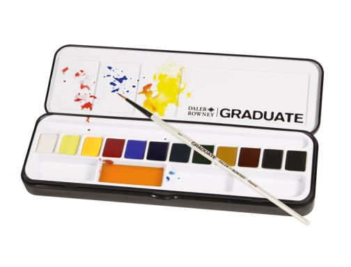 daler rowney graduate pack de 12 acuarelas medio godets incluye 1 pincel colores surtidos