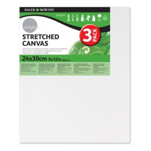 daler rowney simply pack de 3 bastidores entelados 24x30cm imprimacion triple grano medio 100% algodon sin acido 250g color blanco